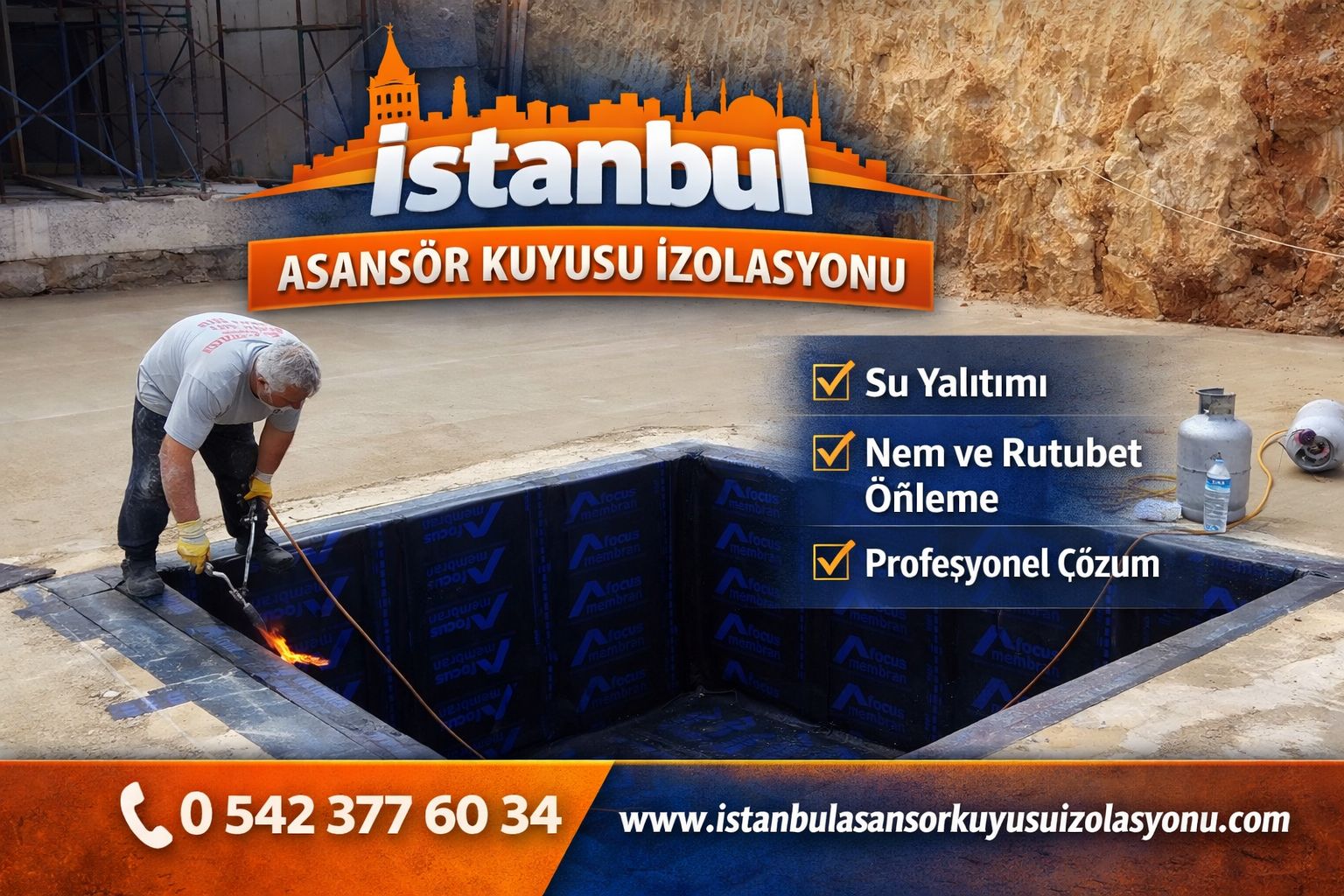 asansör kuyusu su izolasyonu işçilik